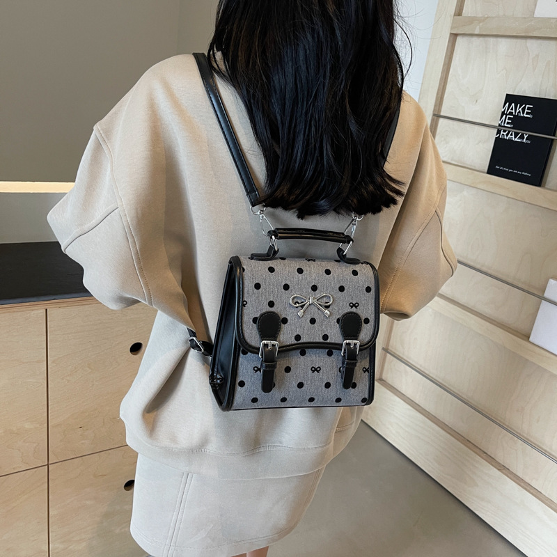 designer Casual Fashion Handbag Small Bag for Women 2025 New Trendy Printed Canvas Polka Dot Backpack Student School Bag