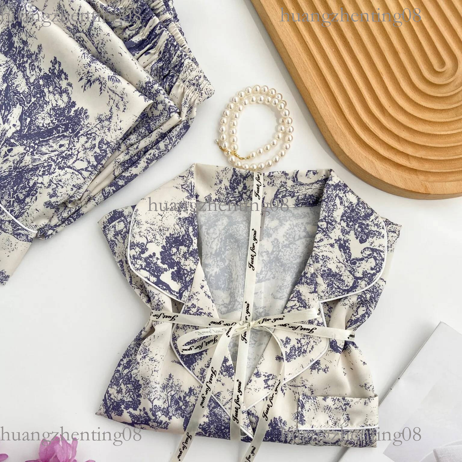 Women's Sleepwear 85% Silk Pajamas Summer Ice Long Sleeve Pants Two Pieces Ladies Simple Casual Loose Homewear Luxury Sexy Pjs