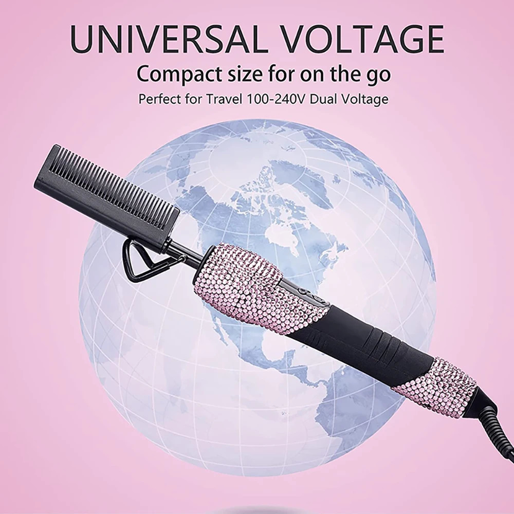 Electric Comb Diamond Straightening Comb Pro Ceramic High Temperature Peine Alisador De Cabello for African American Hair 250605