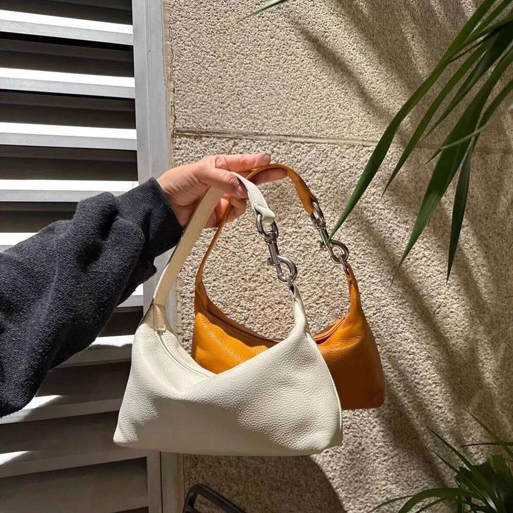 Casual Soft PU Leather Handbag Latch Handle Shoulder Bag Yellow Lichee Pattern Cloud Bags For Women 2025 NEW Clutch Flap
