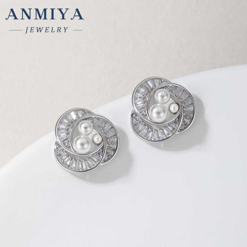 Elegant Wholesale Fine 925 Silver High Quality Freshwater Pearl Rose Flower Shape Earrings Set for Gift Women