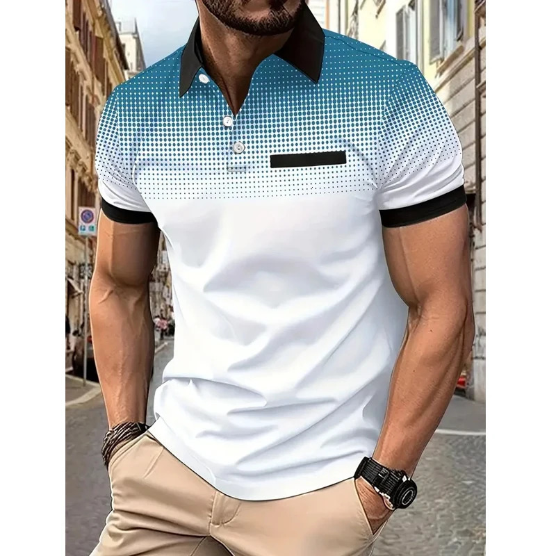 Summer Men Clothes Short Sleeve Fashion Slim Fit 100% Polyester Polo Shirt Men Business Casual Lapel Golf Polo Shirt 250605