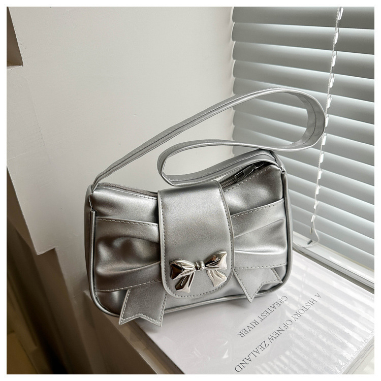 designer Bowknot Trendy Underarm Small Square Bag 2025 New Korean Style Single Shoulder Handbag Women's Bag Foreign Trade Cross-border Dropshippi