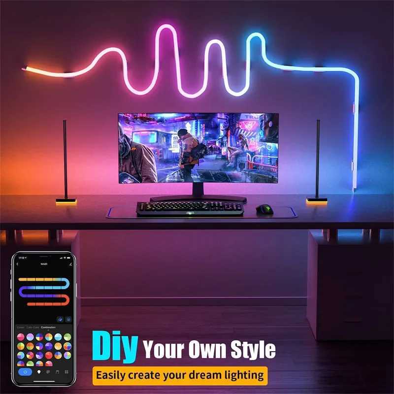 DC5V RGBIC Neon LED Strip Lights Neon Rope Light with Music Sync DIY RGBIC Dreamcolor Chasing Strip Tape for Home Decor Lighting Z250605