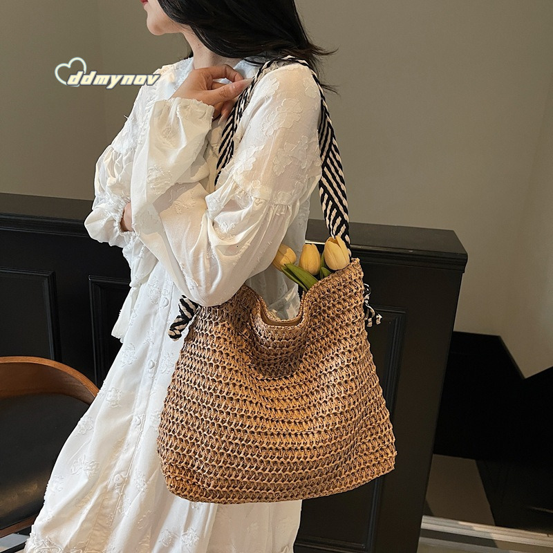Summer Hot-Selling Straw for Women 2025 New Beach Vacation Woven Super Popular Commuter Style Large Capacity Tote Bag ddmynov