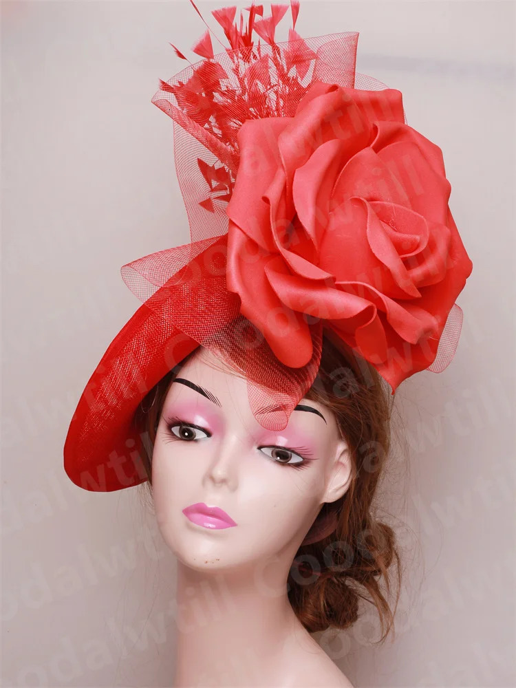 Wedding Fascinator Hat Women Church Derby Headpiece Ladies Cocktail Race Chapeau Cap Headband Woman Millinery Hair Accessory 250605