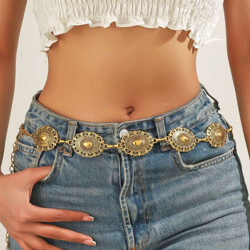 Accessories Bohemian Style Gold Waist for Women Turquoise Alloy Pants Chain