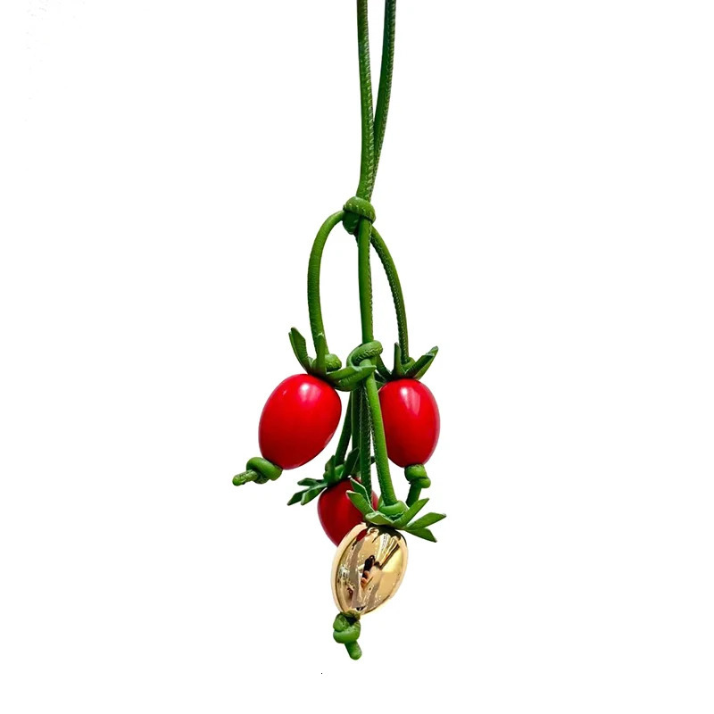 Cowhide Tomato String Bag Charm Exquisite Pendant Woman All-match Cute Backpack Pendant Bags Accessories Handbag 250606
