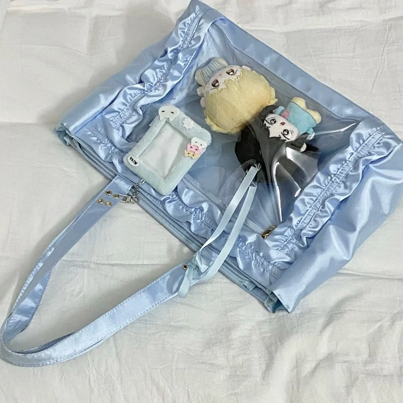 Anime Fashion Versatile Girls Strap Bowknot Transparent Splice Advanced Itabag Shoulder Bag SelfMade DIY Itabag 250605
