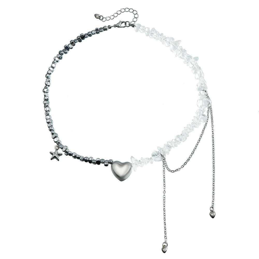 Trend Wedding Party Jewelry Irregular Stone Choker Necklace For Women Elegant Tassels Heart Pendant Necklaces Valentines Gift Y250605