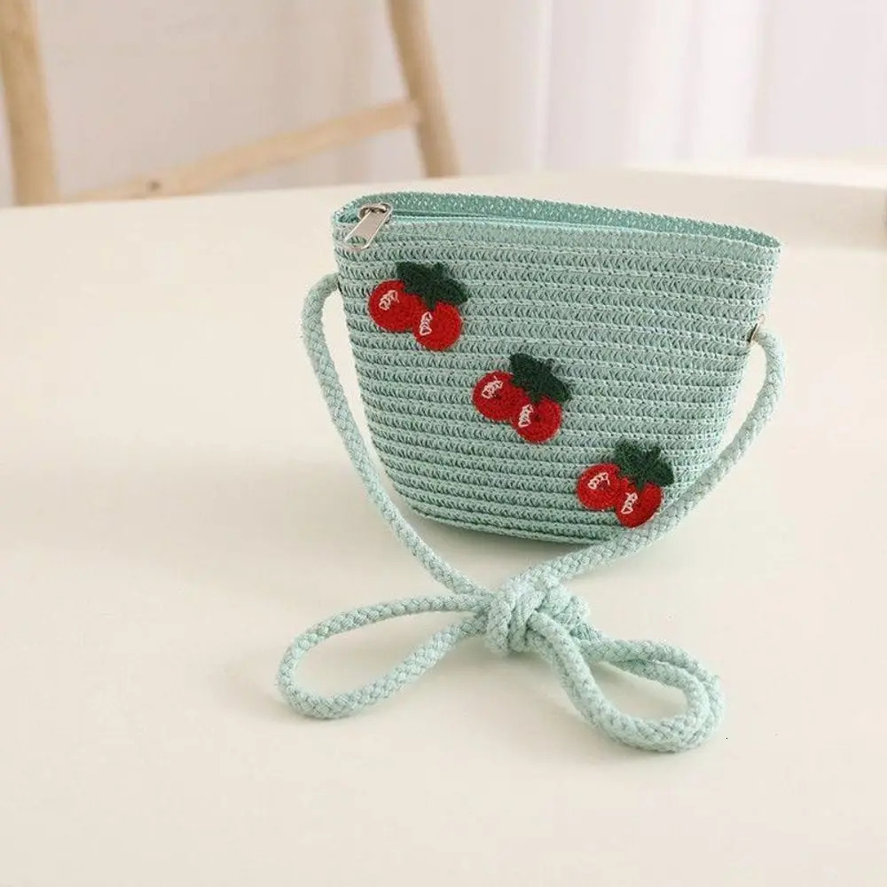 Creative Handmade Kids Straw Bag Shell Shape Woven Shoulder Flower Summer Beach for Children Girls 250605