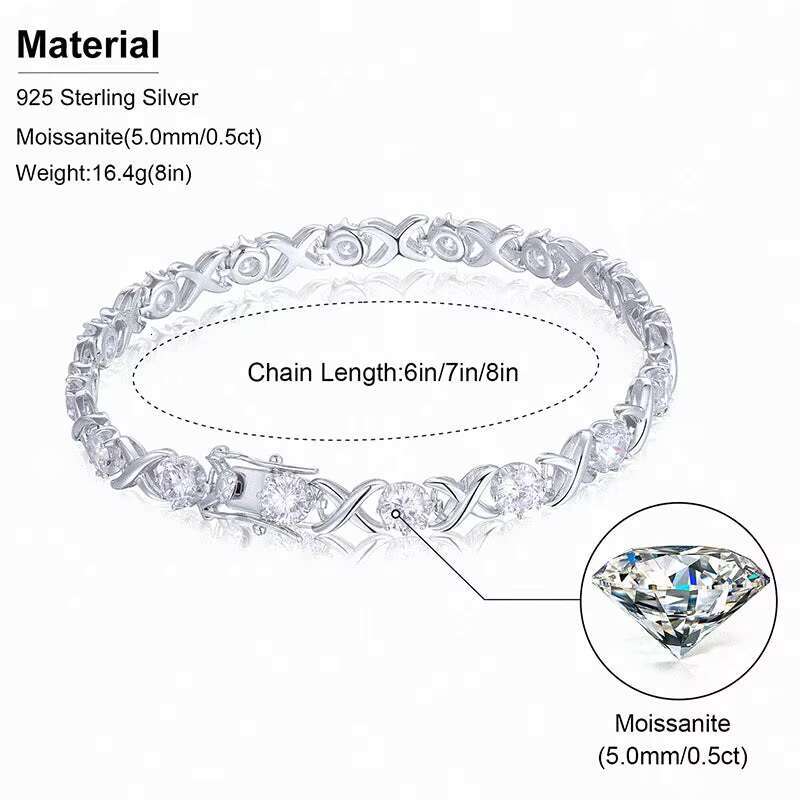 Spin Real 3-8mm Moissanite Sparkling Full Diamond 925 Sterling Silver Wedding Engagement Party Jewelry Bracelets For Women Men