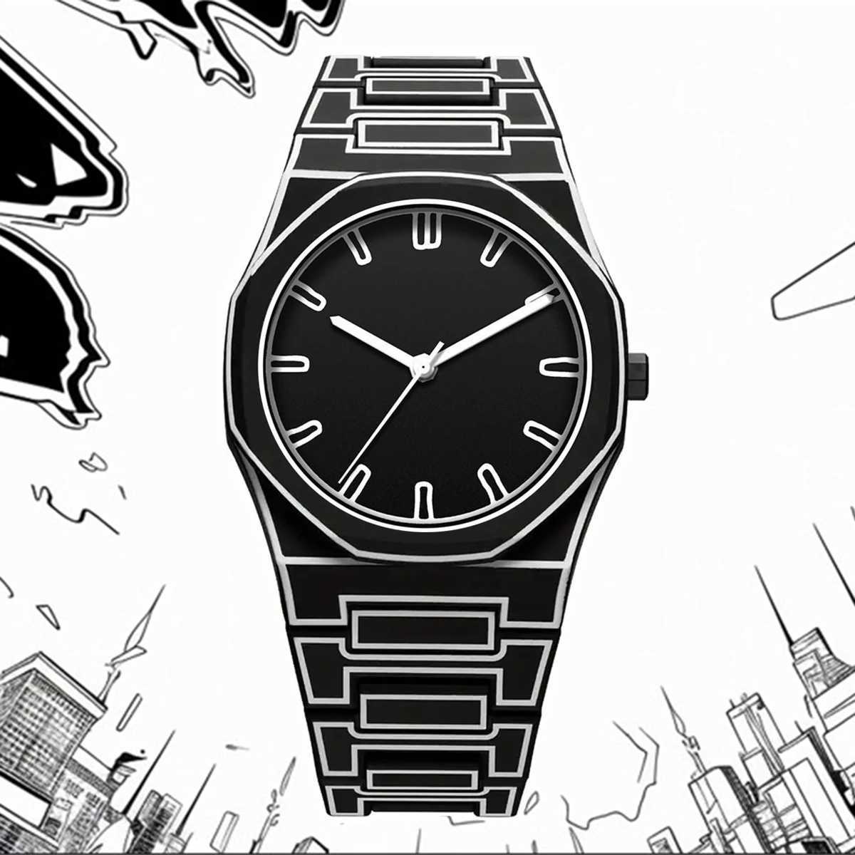 Hot Sale Silicone Comic Design Quartz Watch Classic Anime Lines Men Watches Watch Strap Sport Watches Man AAA Plastic Clock Y250605