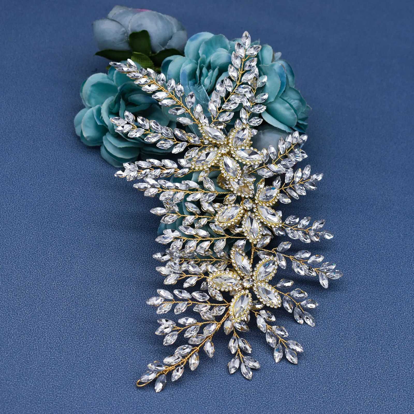 DZ012 Champagne Crystal Headband Tiara For Women Rhinestone Hairband Pageant Party Headdress Wedding Hair Accessories Jewelry Z250605