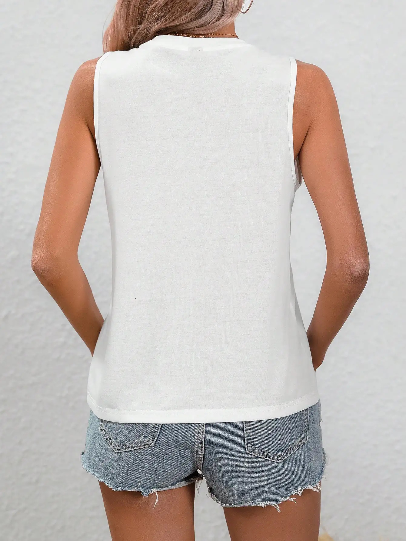 Female Summer Solid Color Retro Casual women white Color Cotton linen Sleeveless Round Neck Soft And Breathable Top Vest 250605