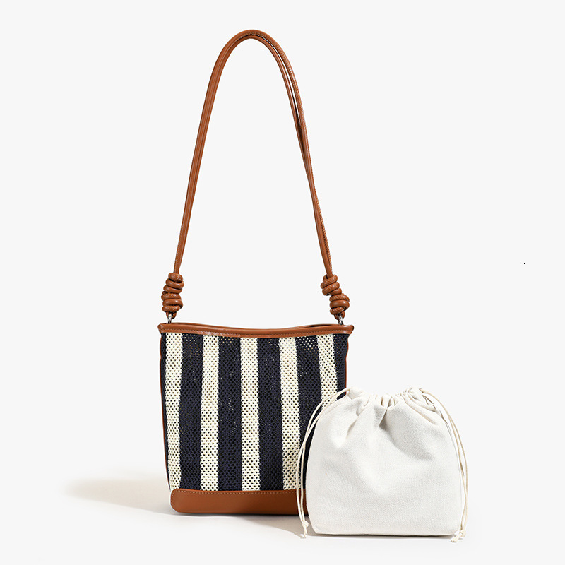 designer 2025 New Summer Vacation Commuter Color-Block Bucket Bag High-End Fashion Handbag Women's Shoulder Under