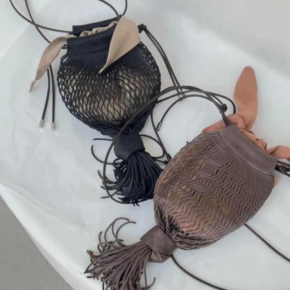 2025 Summer New Casual All-match Messenger Fishing Net Women Trendy Personalized Shoulder Bag Ruched Streetwear Crossbody Bags M250606