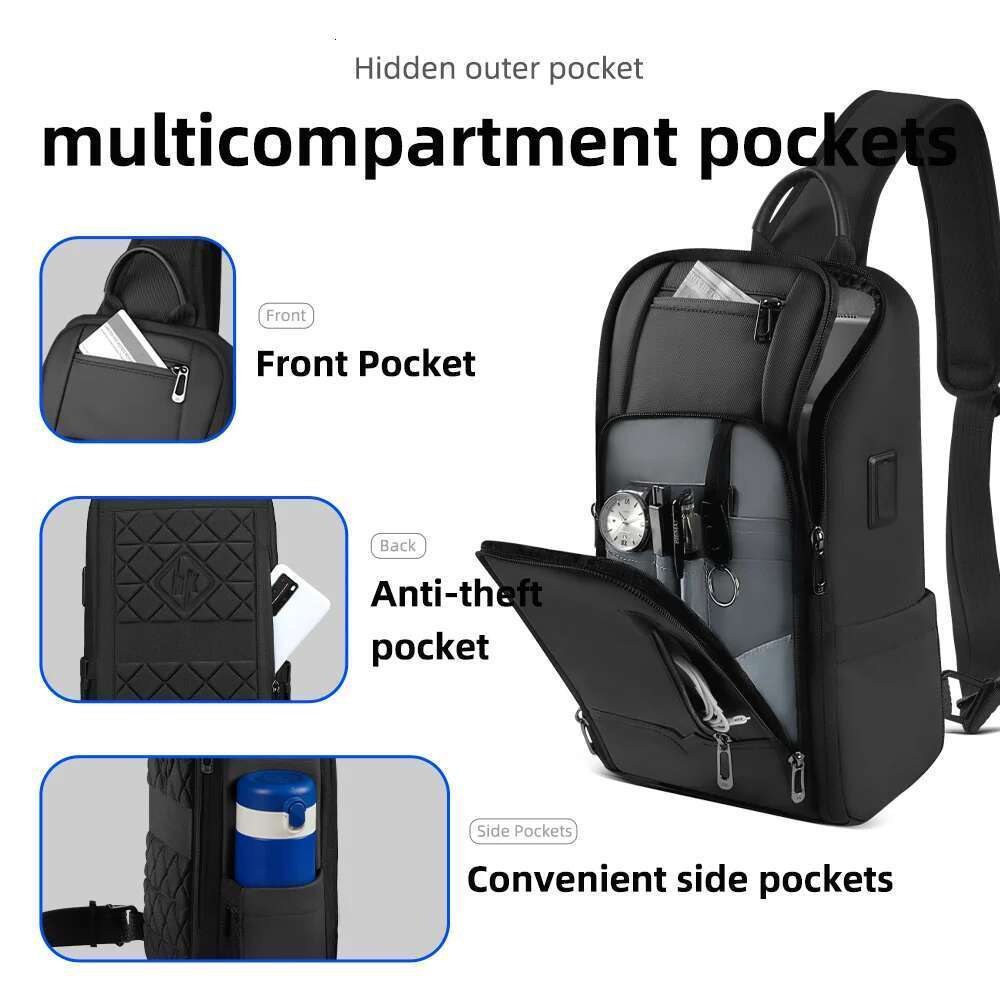 Heroic Knight Multifunction Crossbody For Men USB Waterproof Chest Bag Short Trip Messenger Pack Fashion Sling Satchel Bags