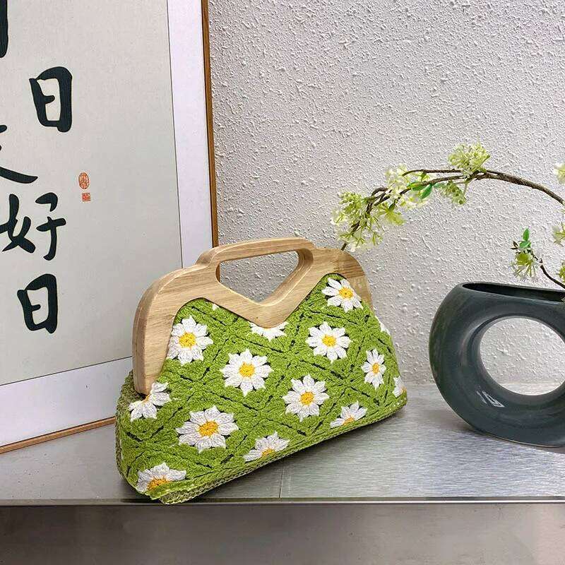 NEW Tote For Women Floral Crochet Large Capacity Vintage Multicolor Hollow Out Handbag Travel Shopping Bag