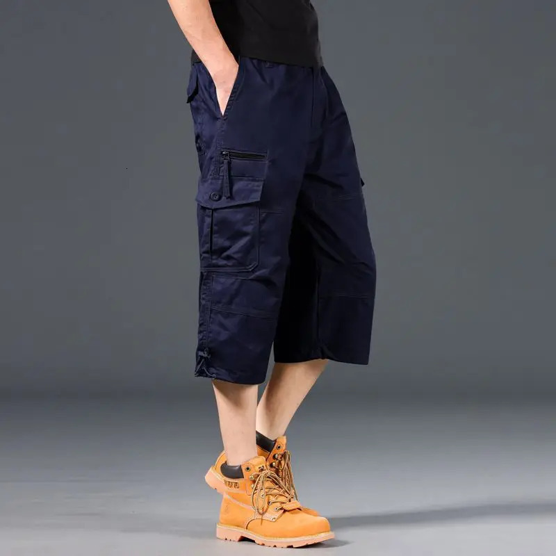 Summer Outdoor Multi Pocket Workwear Shorts for Men Plus Size Casual Cropped Pants Pure Cotton Sports Mid Length 250530