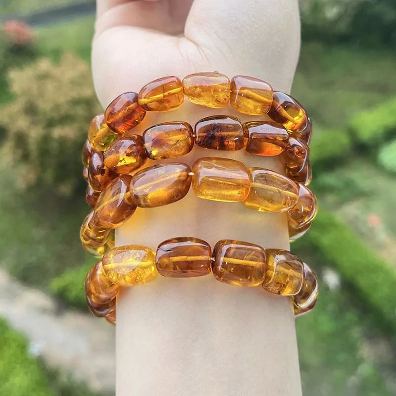Natural Amber Bracelet for Women Trendy 100% Genuine Irregular Original Piebald Bead Baltic Stone Real Fine Jewelry Supplier 250604
