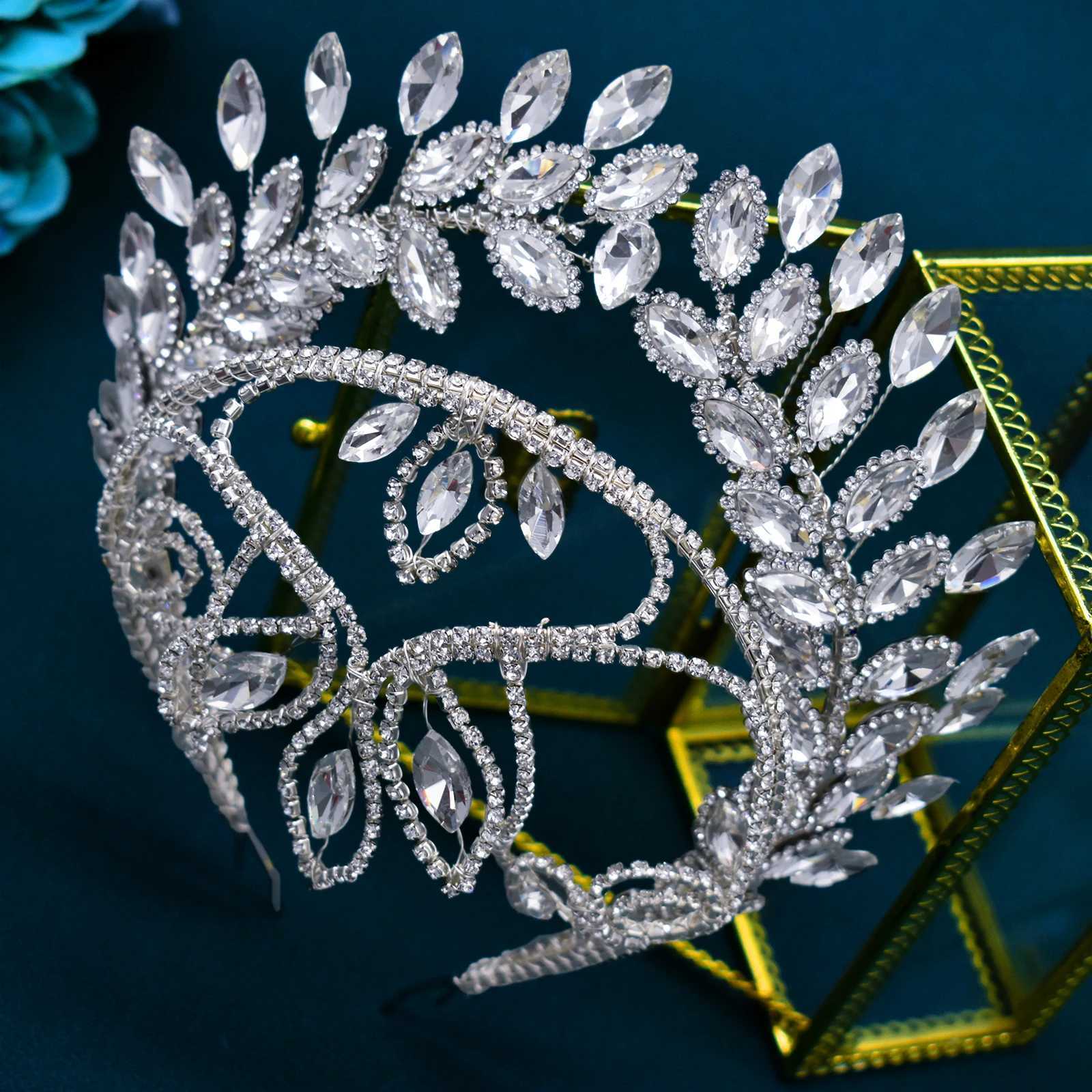 DZ130 Crystal Bridal Headwear Bridesmaid Rhinestone Headband Wedding Tiara Handmade Bridal Hair Accessories Pageant Crown Z250605