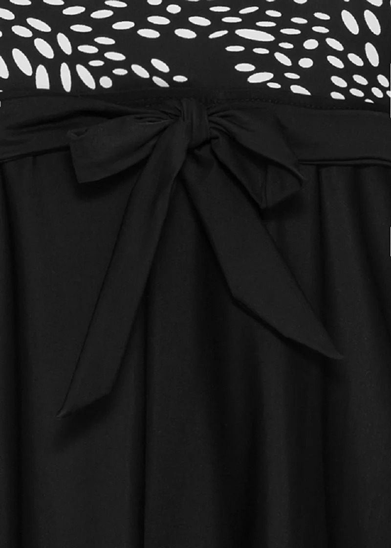 F99 Plus Size Two Piece Swimdres Polka Dot Print Halterneck Swimsuit 250603