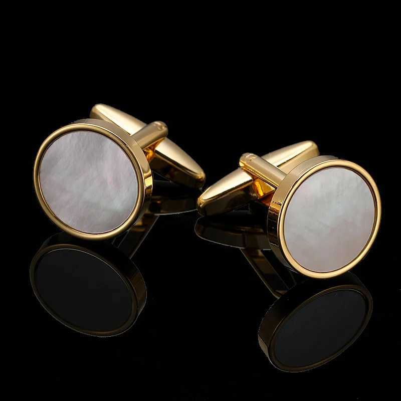 Fashion brand mens French shirt cufflinks with metal brushed smooth shell zircon rose cross design cufflinks W250606