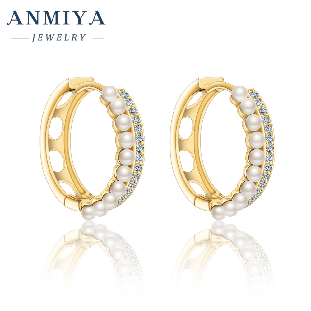 Dainty Vintage 925 Silver Gold Plated Baroque Pearl Earrings Hoop Earring