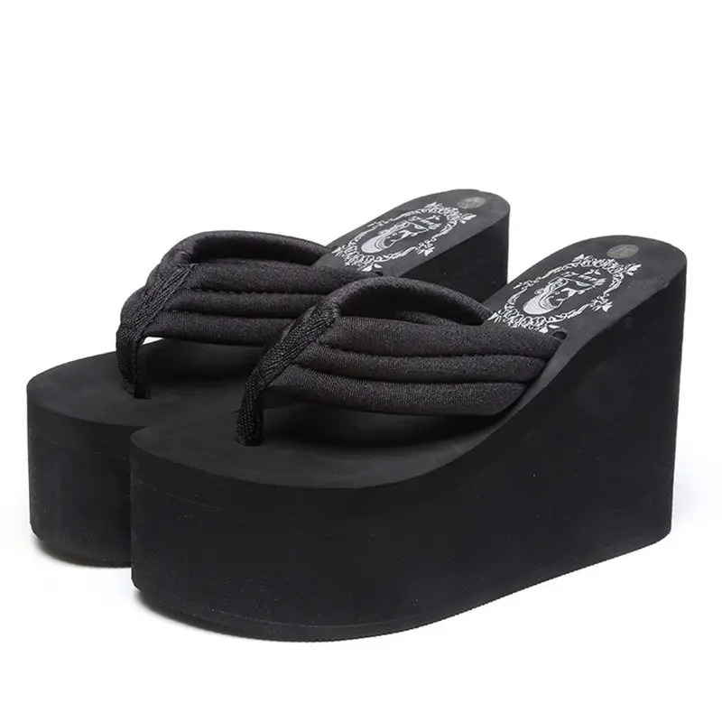 Women Fashion Slippers Super High Heels Beach Flip Flops Soft EVA Summer Shoes Woman Platform Slides 11CM Ladies Sandals SH07021 250604
