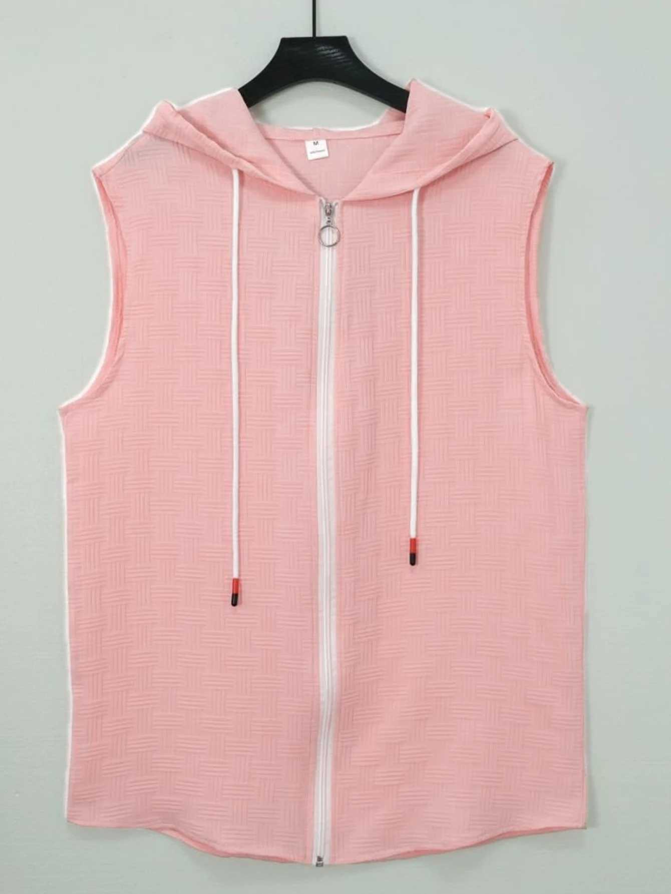 Summer New Mens Vest Set 2025 Summer Thin Sleeveless Shorts with Hooded Zipper Cardigan Fashion Casual Two-Piece Set W250609