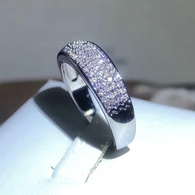 Sparkling White Zirconia Full Diamond Ring Ladies 925 Stamp New Fashion Party Wedding Jewelry Gifts For Men And Women XJ250606