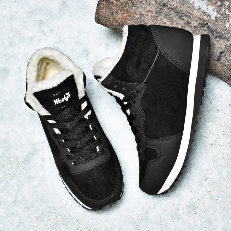 ddmyoutdoor Winter Snow Men Plush Warm Women Boots Suede Leather Ankle Boot Comfortable Light Couple Waterproof Sneakers Big Size Outdoor Shoes Outdoo