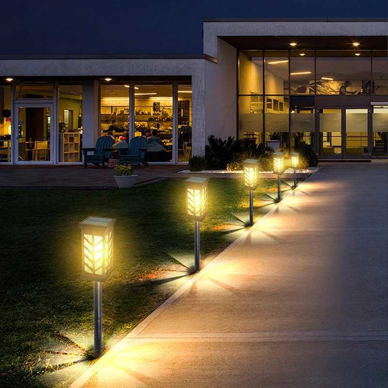 LED Solar Pathway Lamps Landscape Lighting Solar Outdoor Waterproof Warm Light For Walkway Path Villa Yard Driveway Yard Decor XJ250606