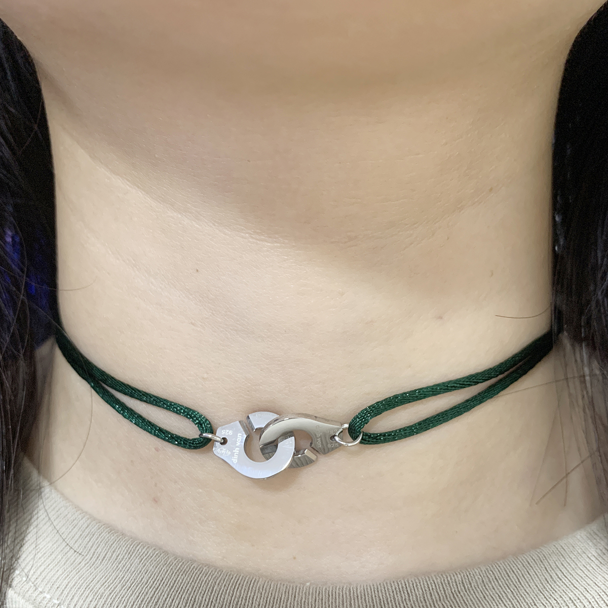 FewDook 2025 New High Quality Stainless Steel Handcuff Les Menottes Pendant Adjustable Necklace Woven Rope Hand Woven Rope Necklace