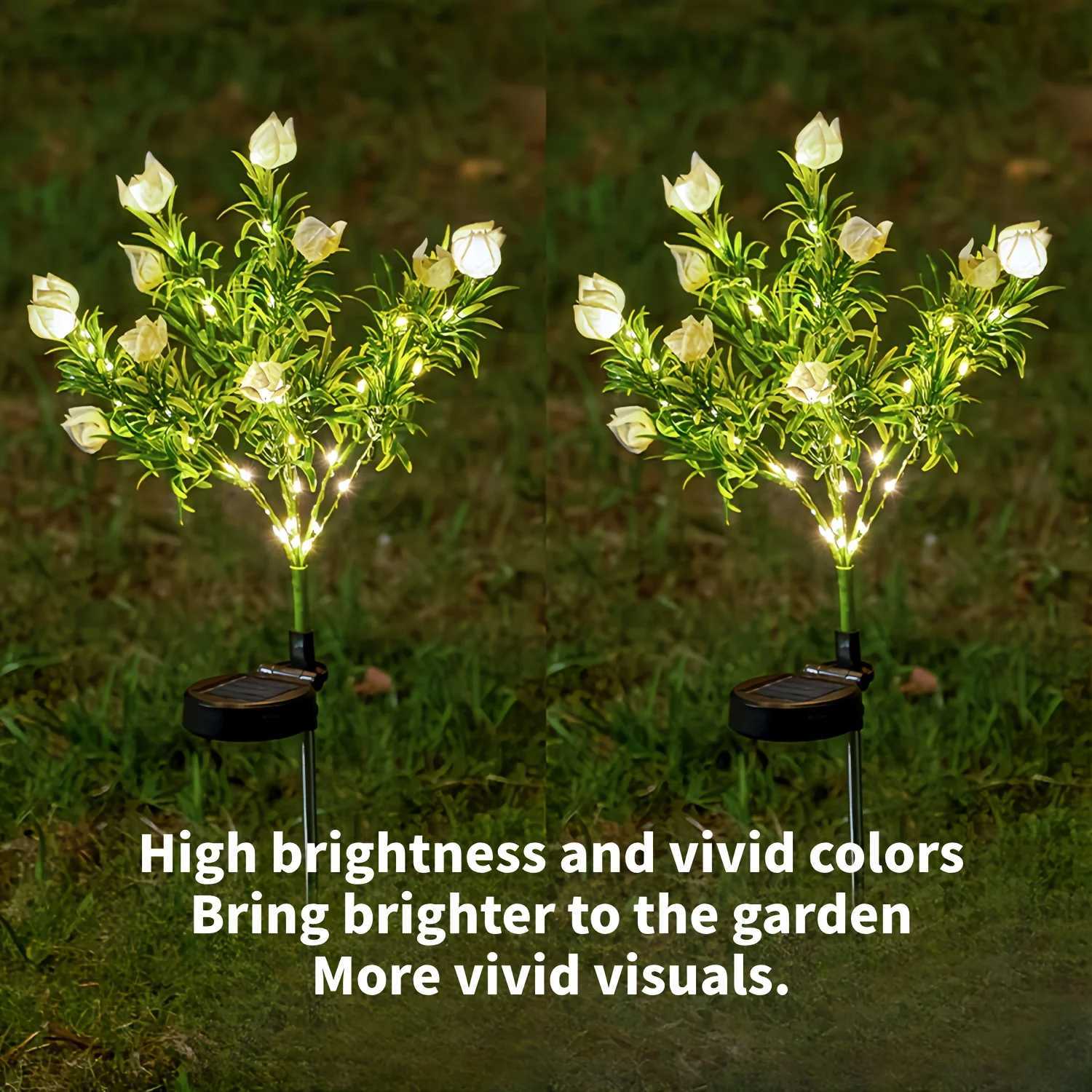 1/2/3/4pc 11-Flower Solar LED Gardenia Lights Outdoor Garden Decor Automatic Light Sensor for Patio Lawn Yard Solar Garden LightXJ250606