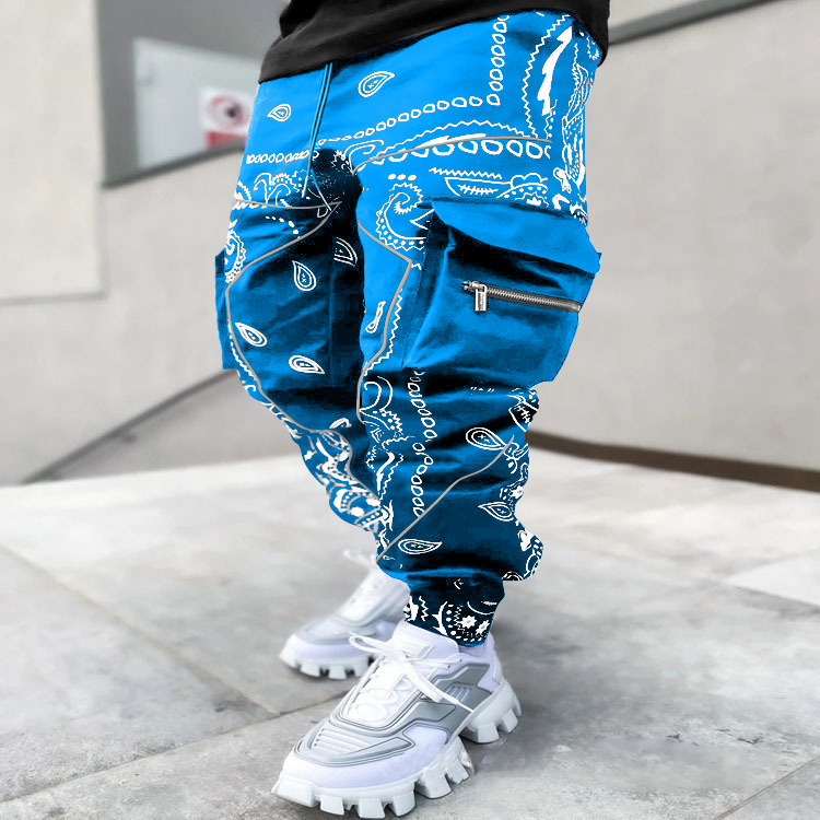 Designer Men's Harem Pants Men's Athletic Pants Casual Athletic Long Pants Men's Loose High-Street Multi-Pocket Cargo Pants Plus Sizes 