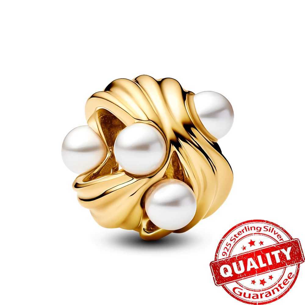 New S925 Sterling Silver Football Beads Two Tone Stone Charm Fit Original Bracelet DIY Jewelry Accessories XJ250607