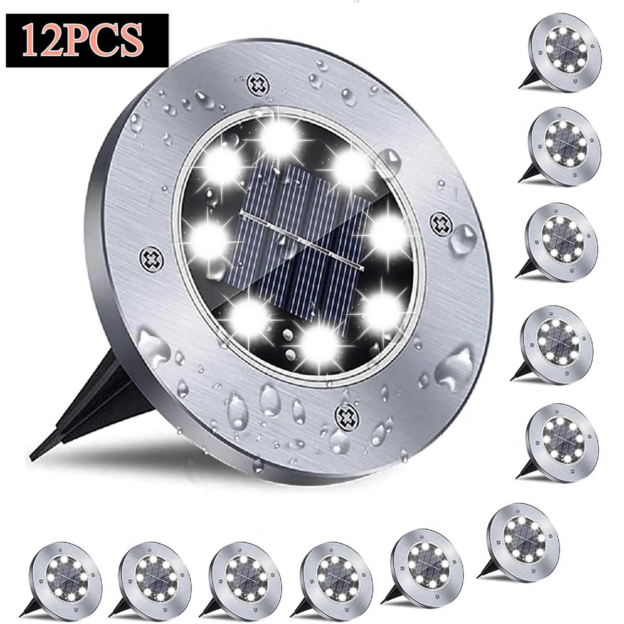 12 Pack Outdoor Waterproof Solar Lights LED Underground Lights for Yard Patio Garden Lawn Balcony Outdoor Pathway XJ250606
