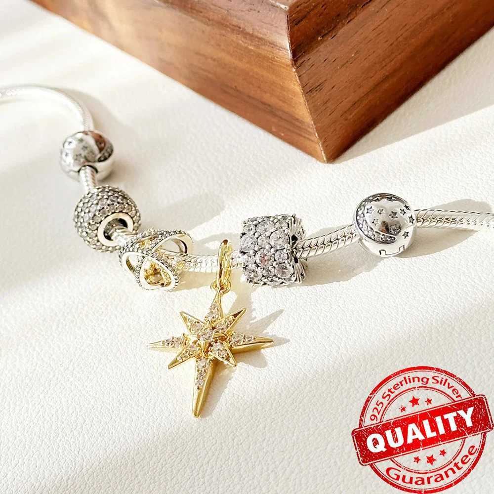Gorgeous 925 Sterling Silver Sparkling Bow North Star Lucky Heart Dangle Charm Fits Bracelet For DIY Necklace Charm Gift XJ250607