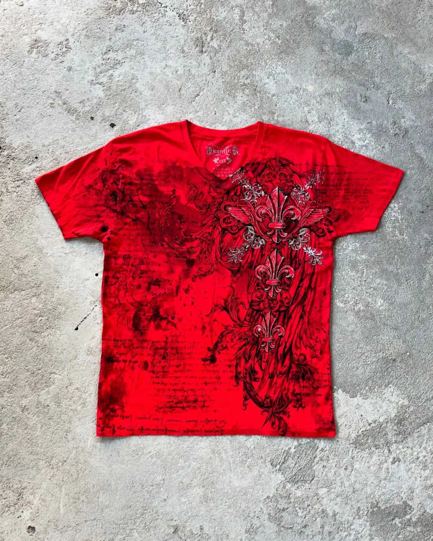 Konflic Mens Y2K Gothic Oversized T-Shirt Dark Skull Angel Print Mayhem Gaga Style Grunge Streetwear Cotton Short W250607