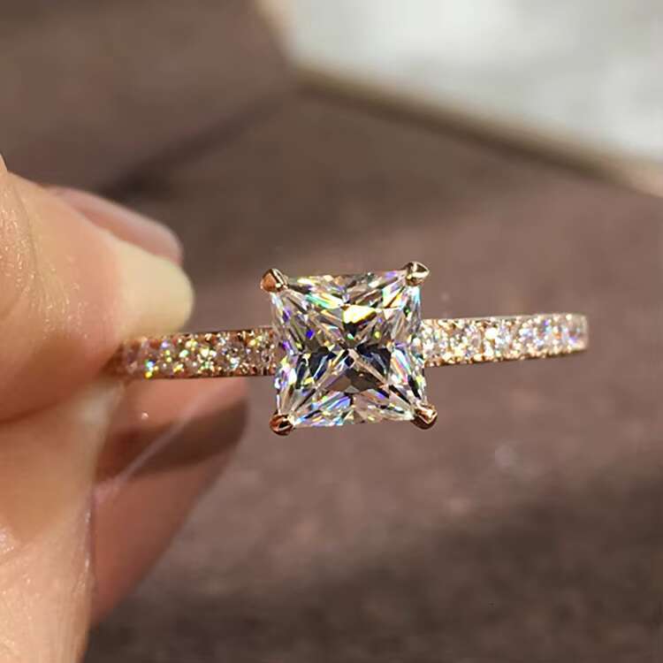 Dubai Rose Filled Jewelry Solid Gold Ring Wedding Rings