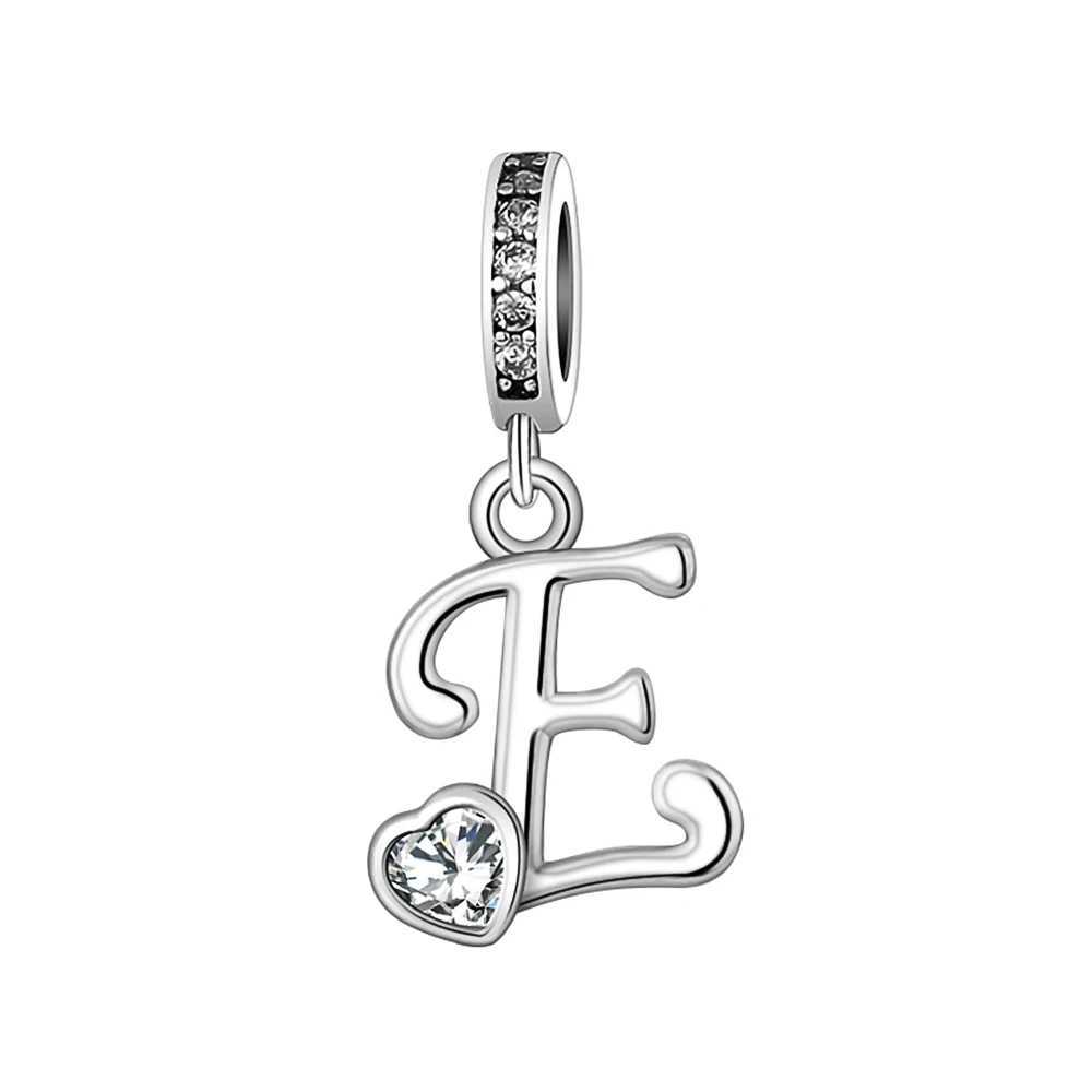 2024 New A-Z Letter Pendant With Heart Charm For Original European 925 Sterling Silver Plated Bracelet Necklace For Women Jewelry XJ250607