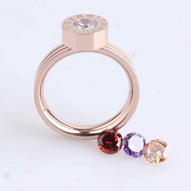 wedding rings Rome number Change Four color zircon 316L Stainless Steel finger rings for women wholesale. W250606