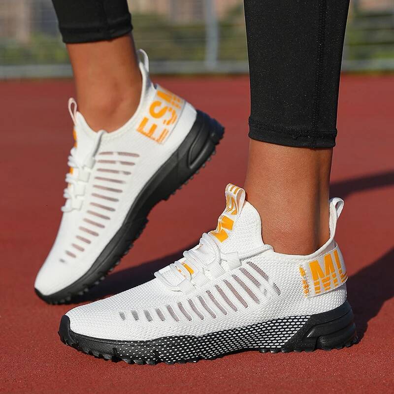 ddmyoutdoor Women Fashion Mesh Running Flat Bottomed Breathable Lightweight Shock Absorbing Sneakers Fiess Platform Casual Training Shoes Outdoor Outd