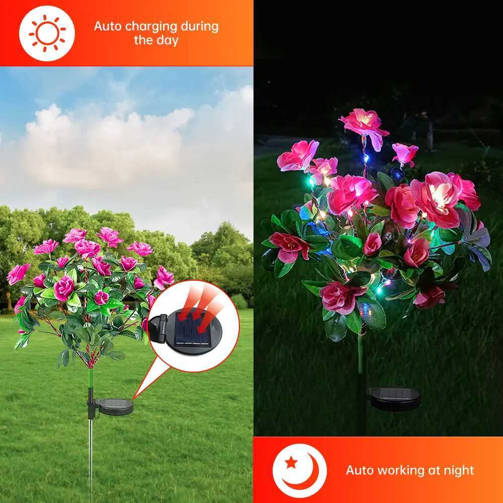 42LED Solar Lawn Lights Azalea Flowers Garden Tree Lights Outdoor Waterproof Landscape Decorative Lamp for Pathway Patio Yard XJ250606