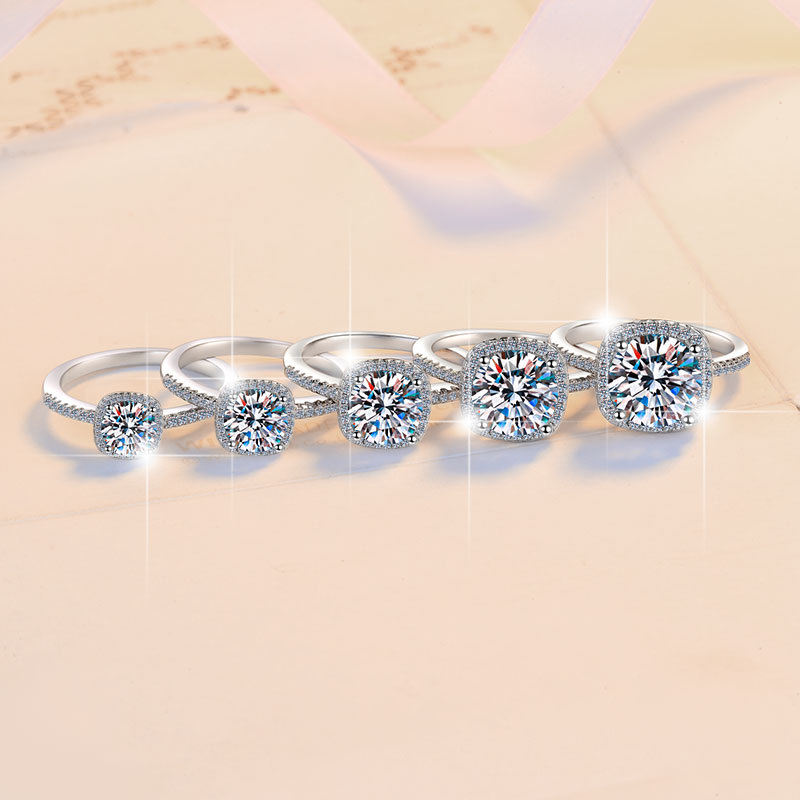 Wholesale Womens Designer Jewelry: Exquisite White Moissanite Diamond Look Squared Ring