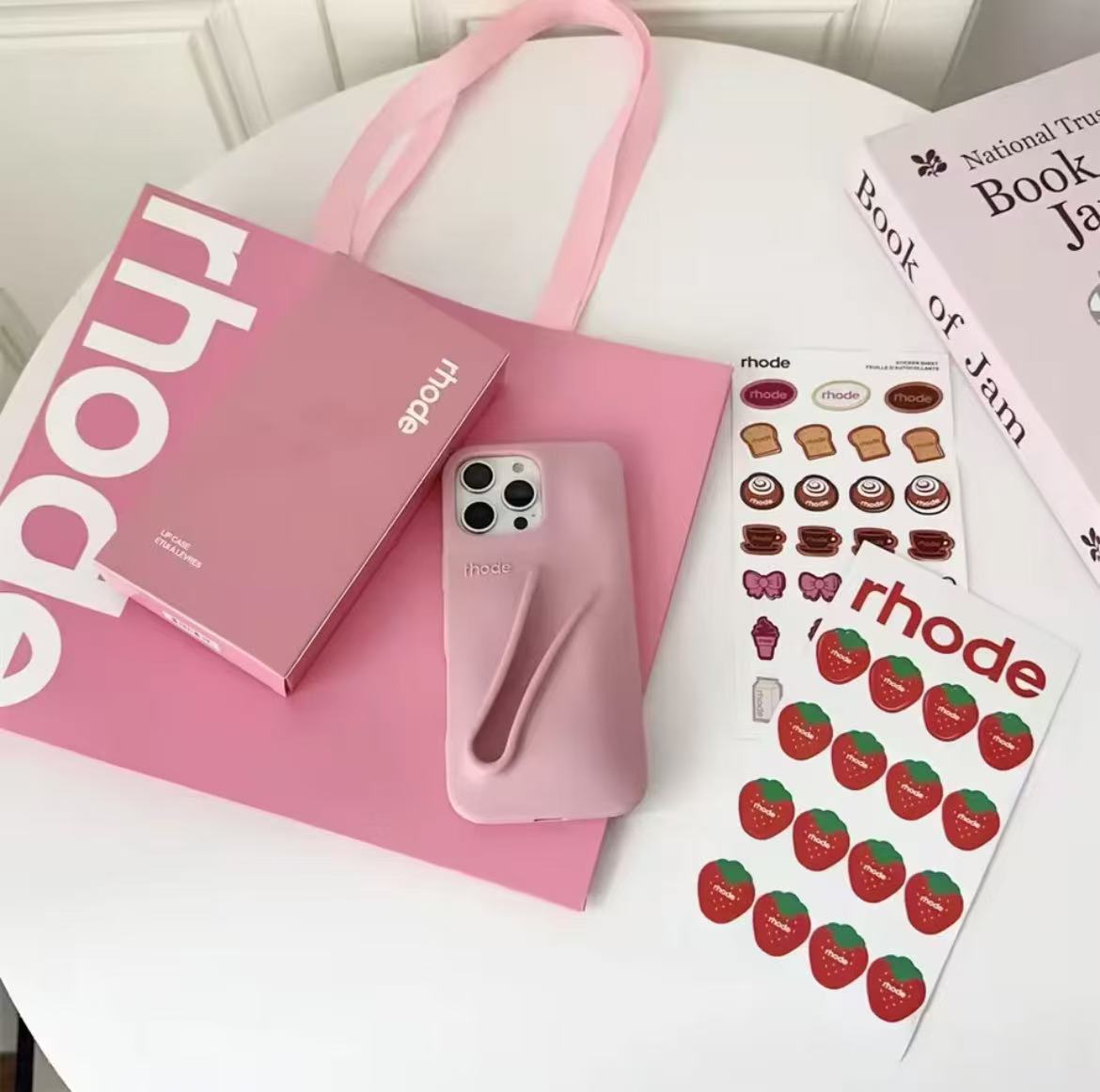 High Quality Rhode Lipstick Silicone Soft Case For IPhone 16 15 14 13 Pro Max Cover Original With Lipstick Set Shopping Gift Box