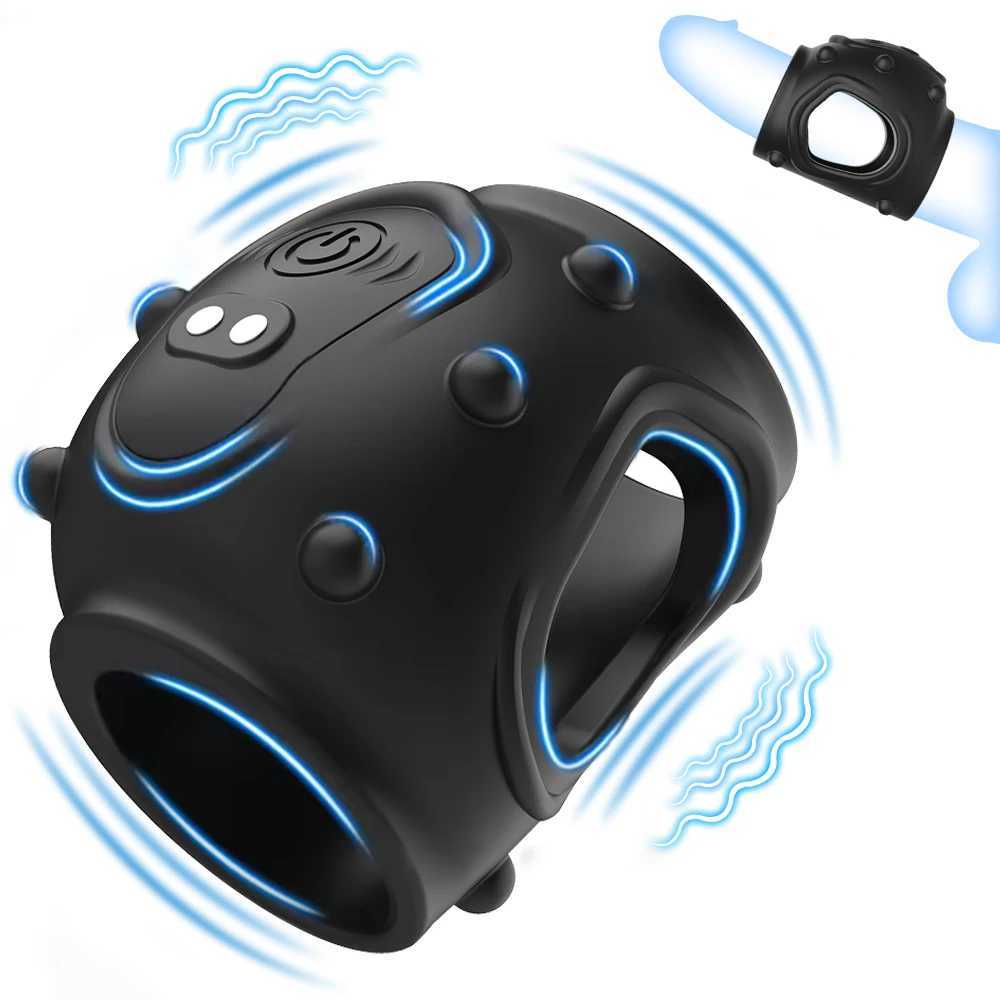 Penis Sleeve Vibrator Testicles G Spot Pleasure Stimulator Delayed Ejaculation Cock Ring Erection Extender Sex Toys For MenXJ250607