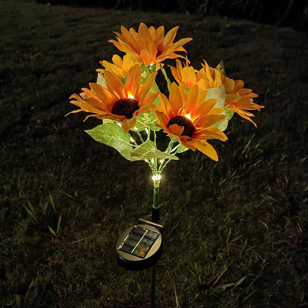 7 Heads LED Solar Simulation Sunflower Light Garden Yard Lawn Night Lights Landscape Lamp Home Christmas Decoration Flower Light XJ250606